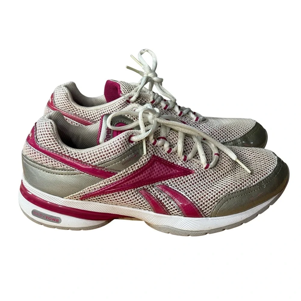 Reebok EasyTone SmoothFit Womens Walking‎ Shoes White Silver Pink V43145 Sz 9